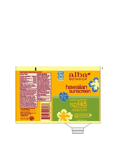 Tube Label (Alba Hawaiian Sunscreen Green Tea Spf45 Tube Label)
